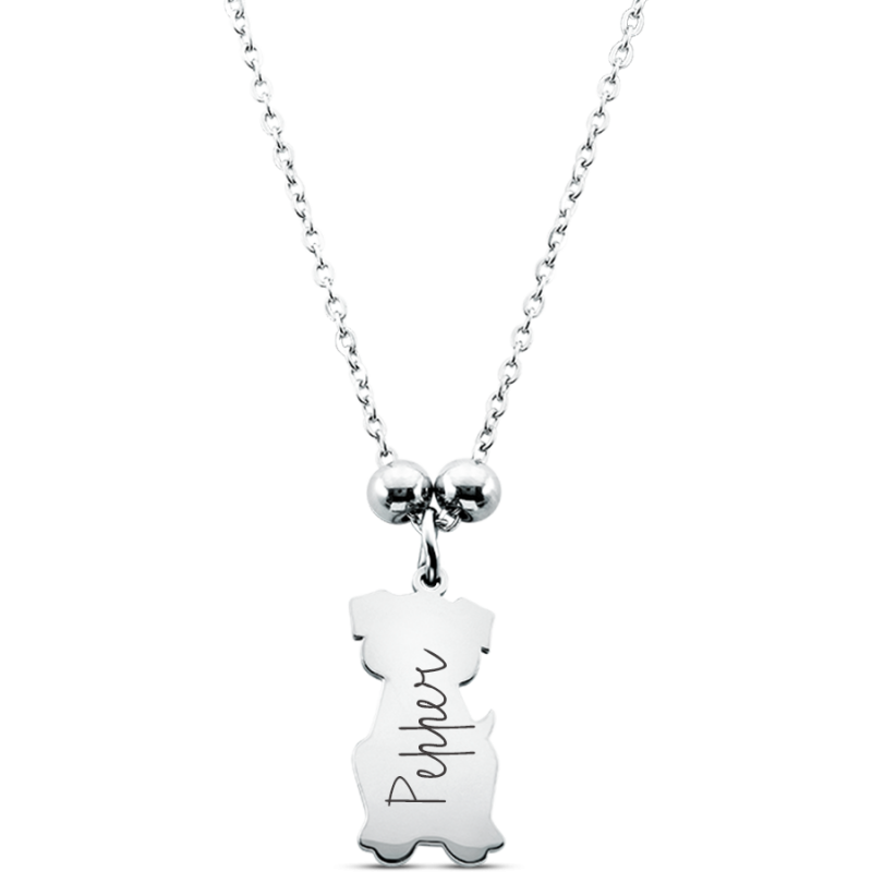 Collier pendentif chien commémoratif personnalisé – Nom gravé