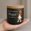 Urne funéraire pour chien personnalisée en céramique avec photo – Urne funéraire pour animal avec nom, dates & message