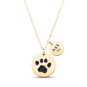 Collier commémoratif double rond patte de chien personnalisé – Empreinte de patte, nom & dates gravés