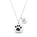 Collier commémoratif double rond patte de chien personnalisé – Empreinte de patte, nom & dates gravés