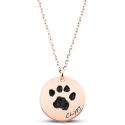 Collier commémoratif rond patte de chien personnalisé – Empreinte de patte, nom & dates gravés