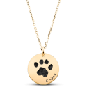 Collier commémoratif rond patte de chien personnalisé – Empreinte de patte, nom & dates gravés