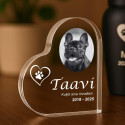 Cadre photo chien personnalisé – Plaque commémorative cœur en acrylique pour animal avec nom, dates & message gravés