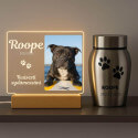 Lampe cadre photo chien personnalisé – Plaque commémorative rectangulaire en acrylique avec LED avec nom, dates & message gravés