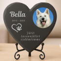 Pierre commémorative chien cœur personnalisée – Plaque souvenir en ardoise chien avec photo, nom, dates & message gravés