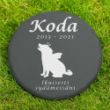 Pierre commémorative chien ronde personnalisée – Plaque souvenir en ardoise chien ange avec nom, dates & message