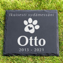 Pierre commémorative chien carrée personnalisée – Plaque souvenir en ardoise avec nom, dates & message