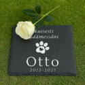 Pierre commémorative chien carrée personnalisée – Plaque souvenir en ardoise avec nom, dates & message