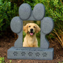 Pierre tombale patte pour chien avec photo – Monument souvenir en résine résistant aux intempéries pour jardin