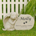 Pierre commémorative ange pour chien personnalisée avec nom & message – Plaque en résine résistante aux intempéries pour jardin